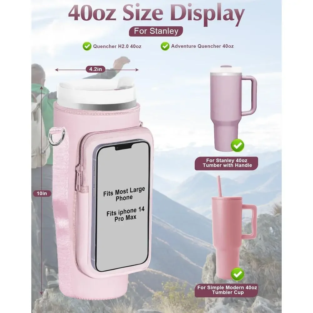 Water Bottle Carrier Holder Pouch with Touchable Screen Phone Pocket